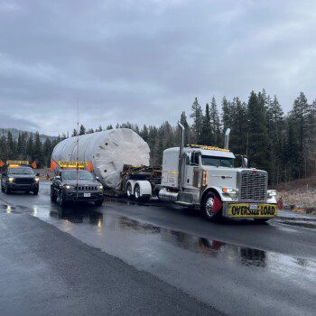 Large Tank Delivery with Pilot Car and Pole Car 